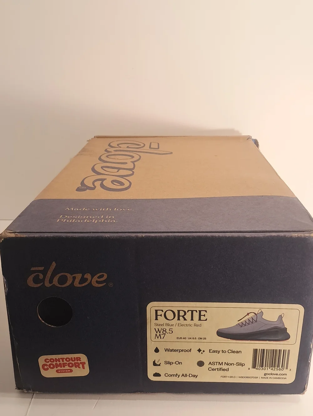 Clove FORTE Waterproof Slip-On Shoes - Steel Blue/Electric Red Size W 8.5